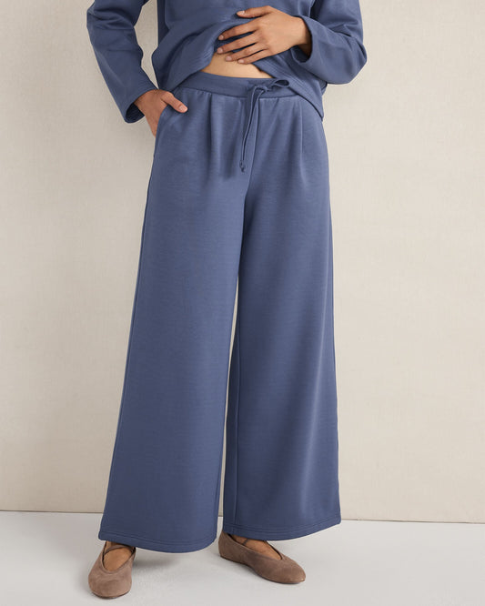 SOFT-BRUSHED FLEECE WIDE LEG PANTS | Talbots