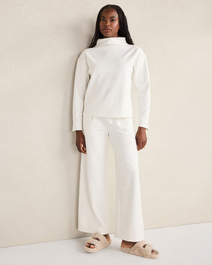 SOFT-BRUSHED FLEECE WIDE LEG PANTS | Talbots