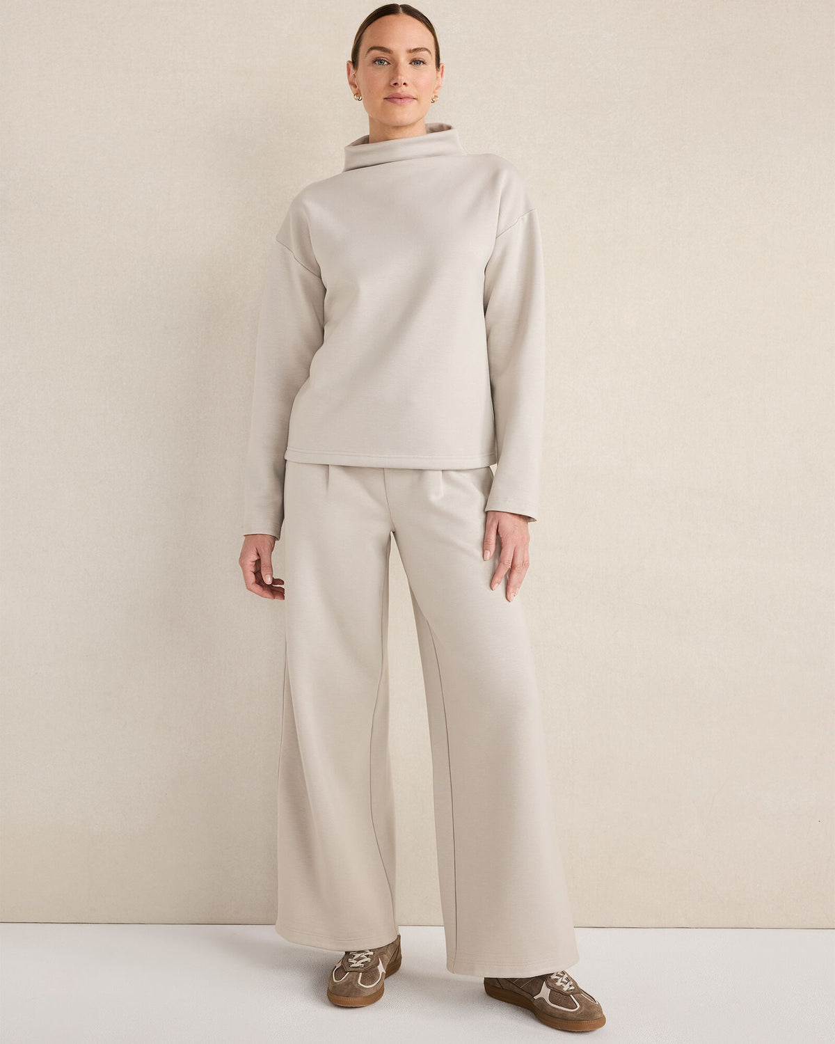 SOFT-BRUSHED FLEECE WIDE LEG PANTS | Talbots