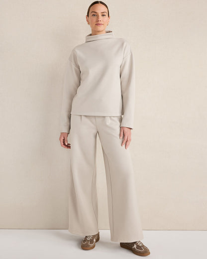 SOFT-BRUSHED FLEECE WIDE LEG PANTS | Talbots