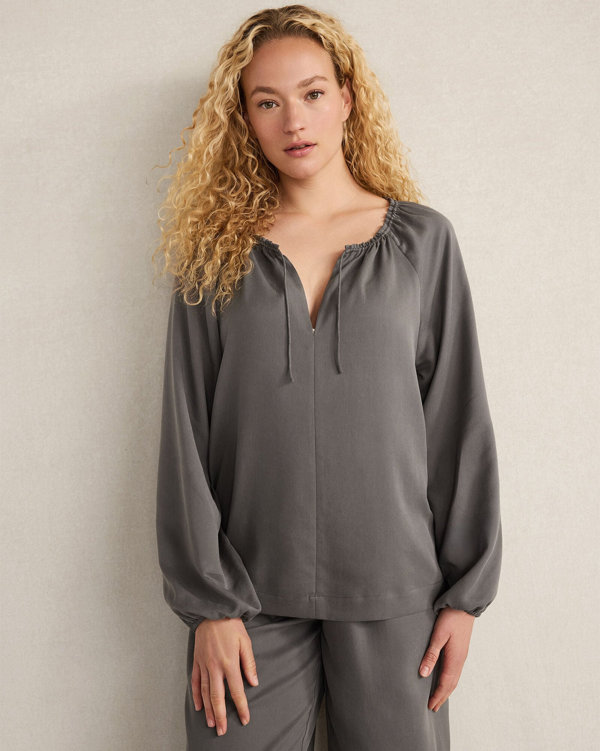 WASHED SPLIT NECK TOP | Talbots