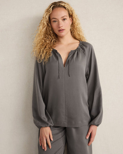 WASHED SPLIT NECK TOP | Talbots