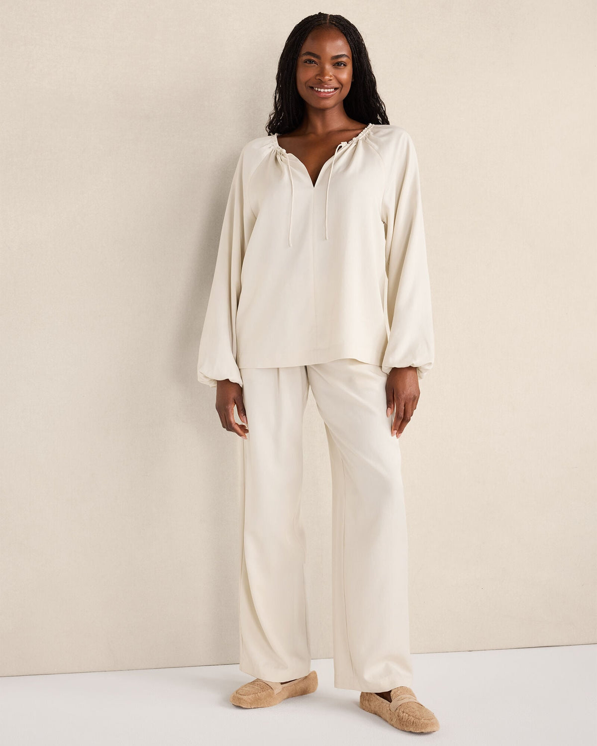 WASHED PLEATED STRAIGHT LEG PANTS | Talbots