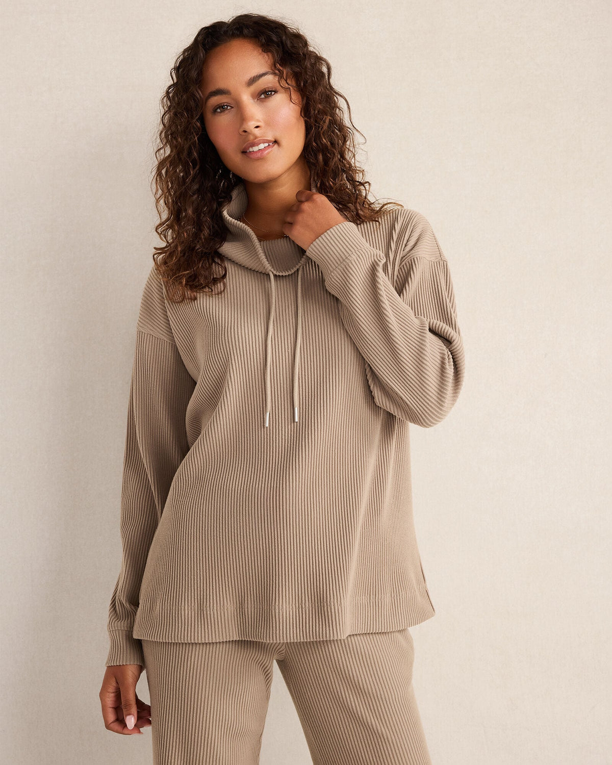 OTTOMAN RIB COWL NECK TOP | Talbots
