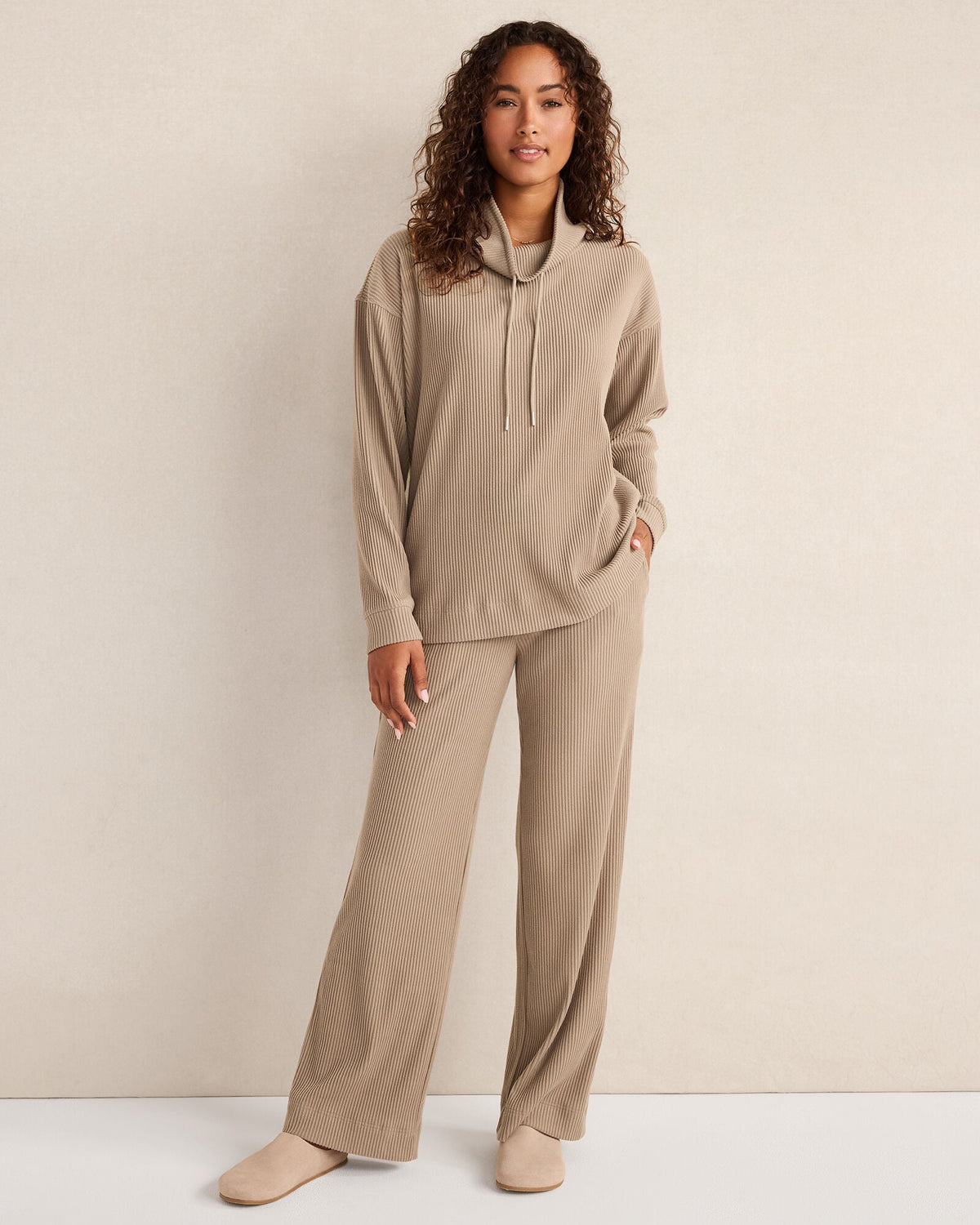 OTTOMAN RIB COWL NECK TOP | Talbots