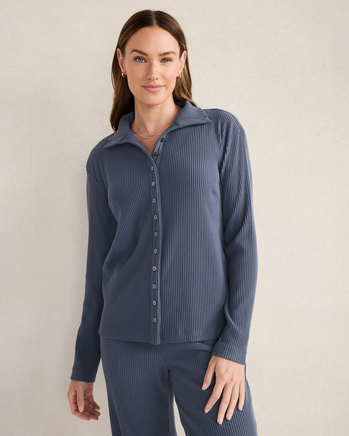 OTTOMAN RIB BUTTON-FRONT TOP | Talbots