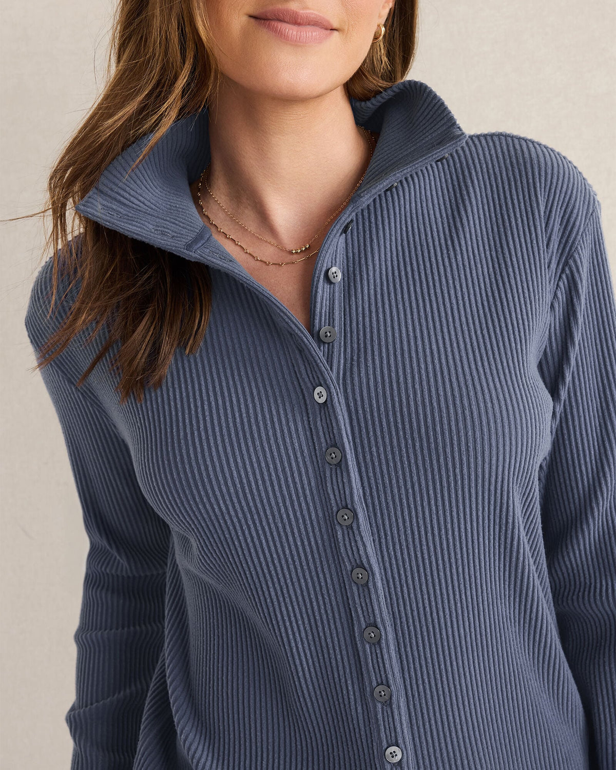 OTTOMAN RIB BUTTON-FRONT TOP | Talbots