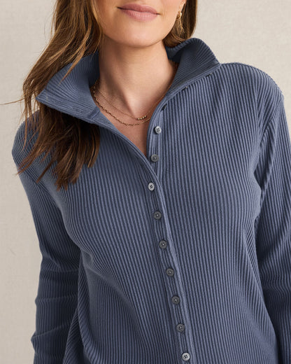 OTTOMAN RIB BUTTON-FRONT TOP | Talbots