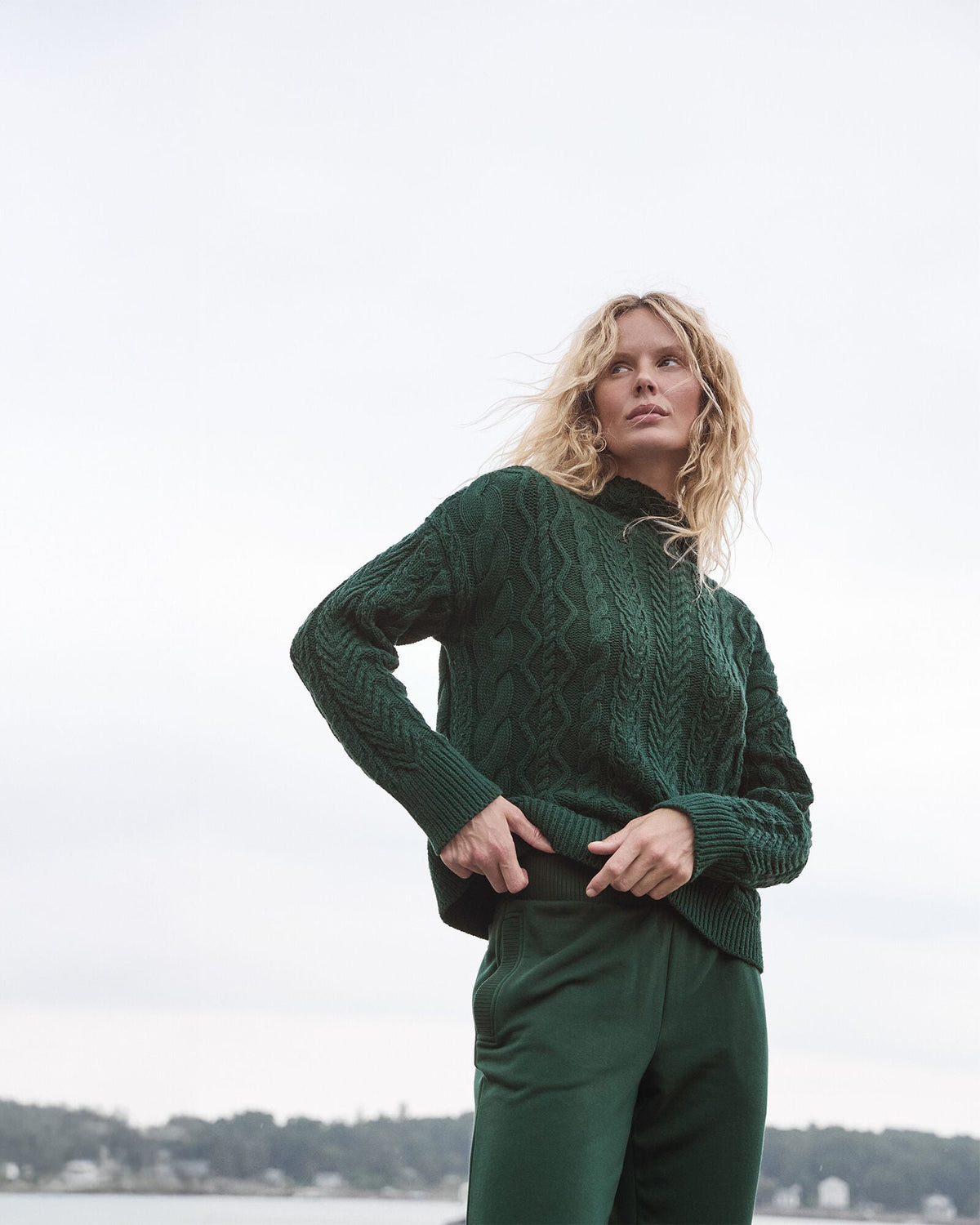 ORGANIC COTTON CABLE MOCKNECK SWEATER | Talbots