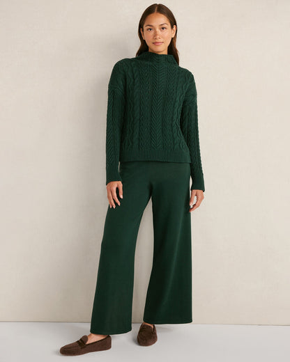 ORGANIC COTTON CABLE MOCKNECK SWEATER | Talbots