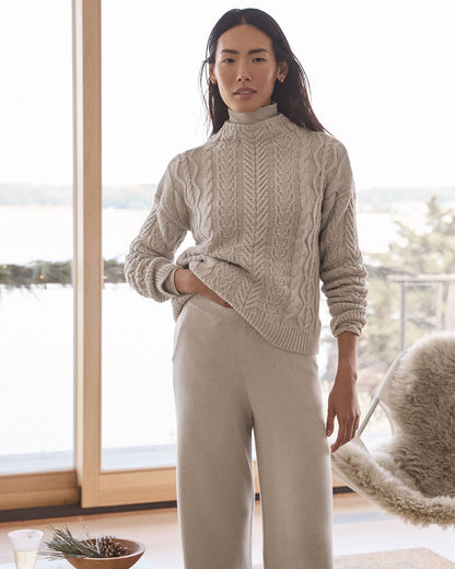 ORGANIC COTTON CABLE MOCKNECK SWEATER | Talbots