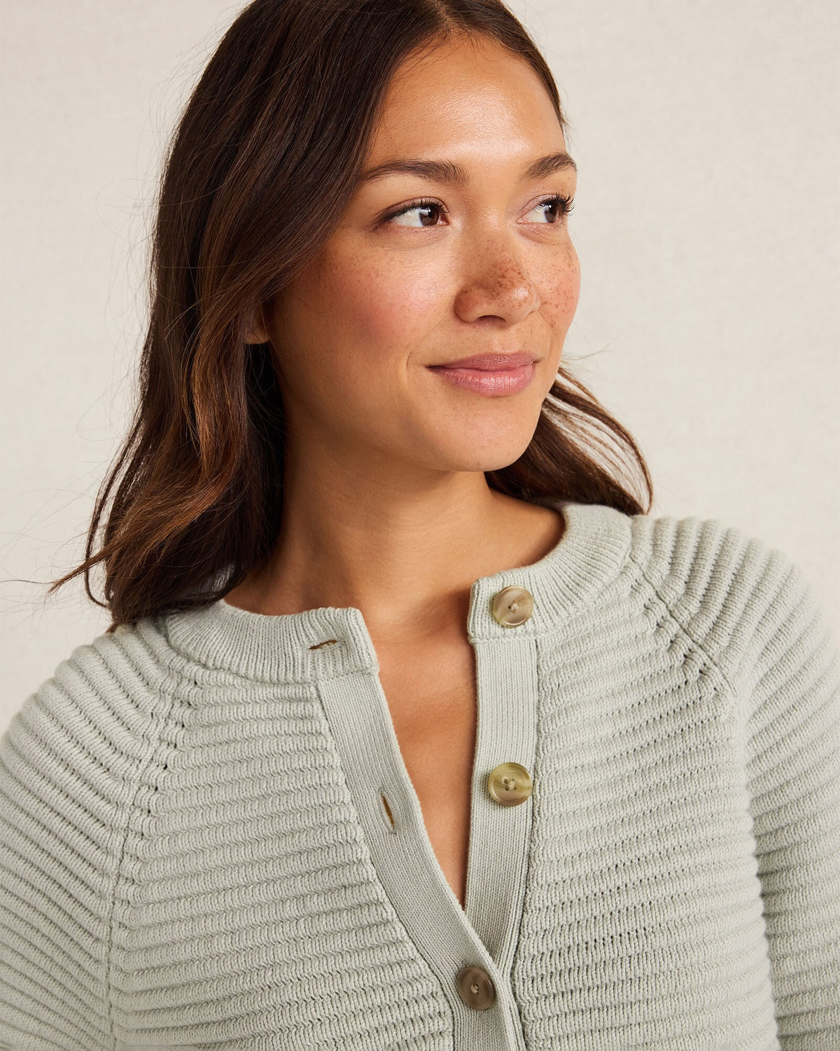 ORGANIC COTTON HORIZONTAL STITCH CARDIGAN | Talbots
