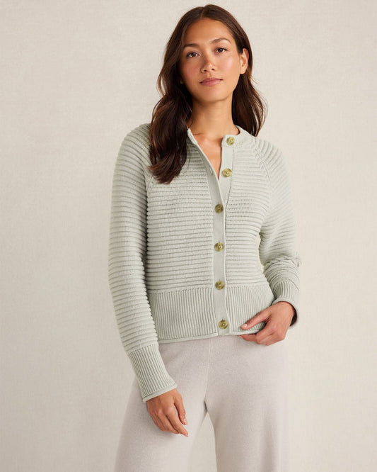 ORGANIC COTTON HORIZONTAL STITCH CARDIGAN | Talbots