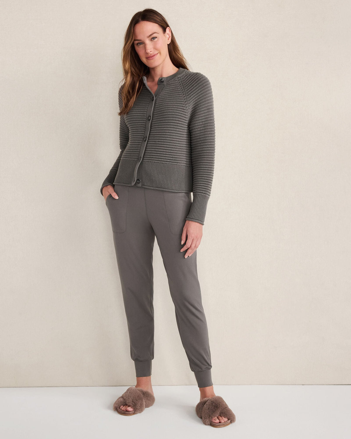 ORGANIC COTTON HORIZONTAL STITCH CARDIGAN | Talbots
