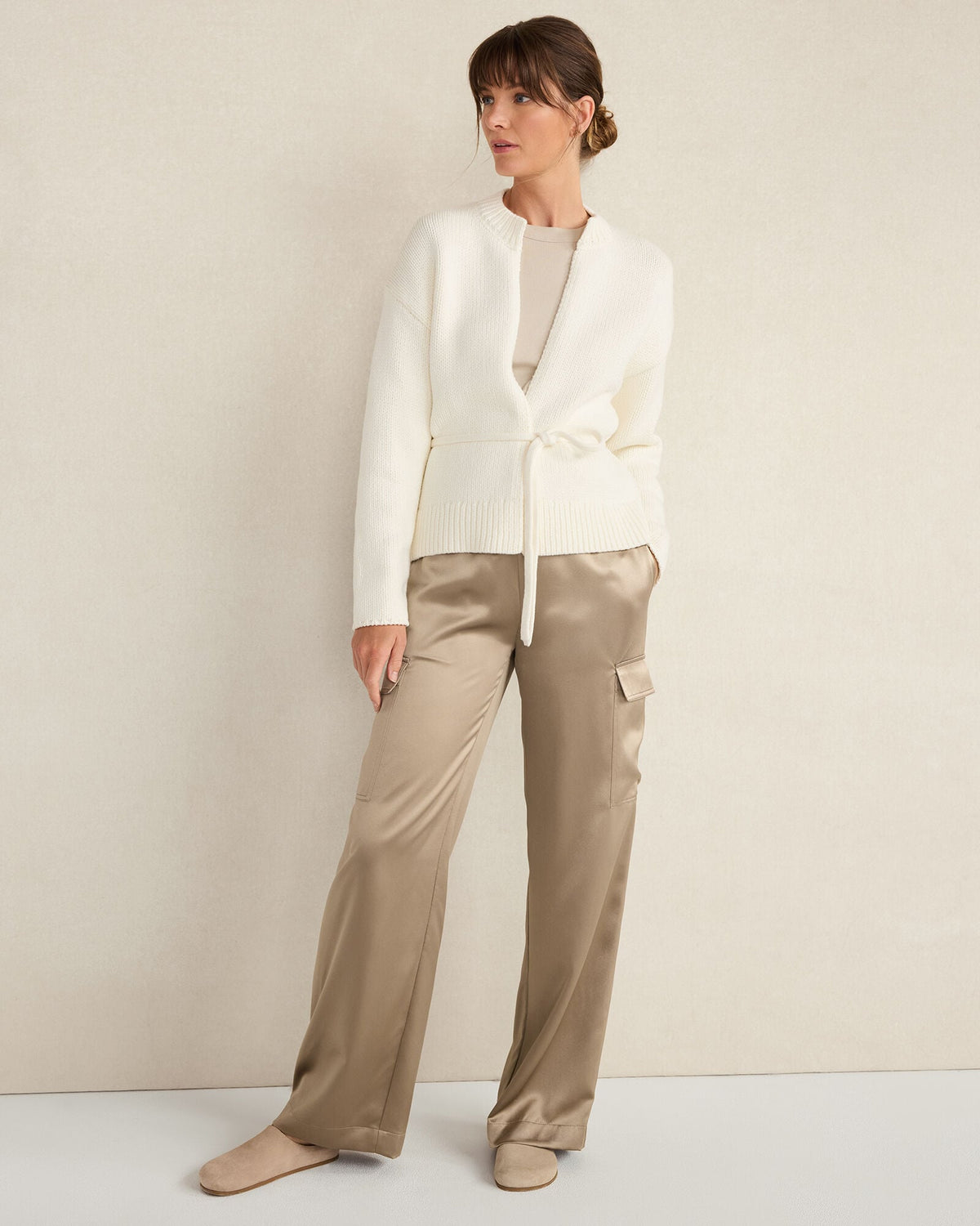 CHUNKY COTTON BLEND BELTED CARDIGAN | Talbots