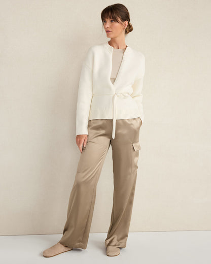 CHUNKY COTTON BLEND BELTED CARDIGAN | Talbots