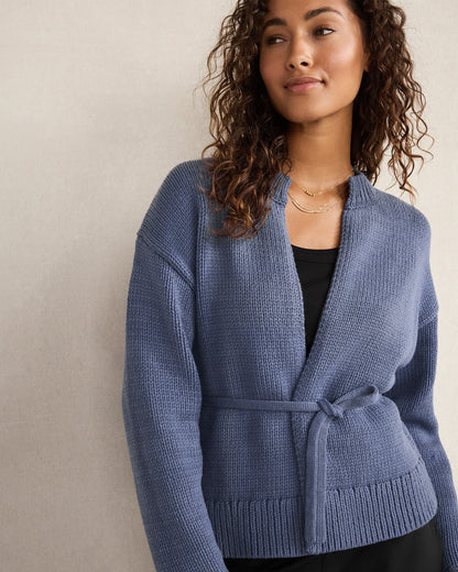 CHUNKY COTTON BLEND BELTED CARDIGAN | Talbots
