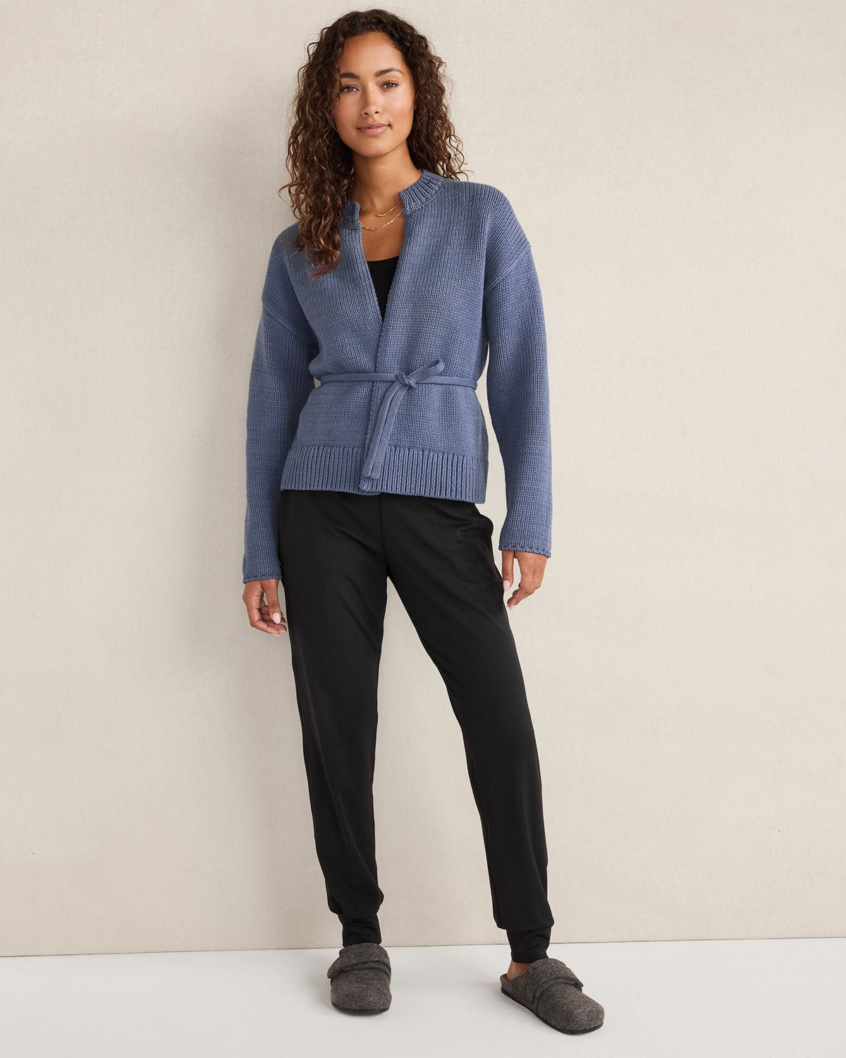 CHUNKY COTTON BLEND BELTED CARDIGAN | Talbots