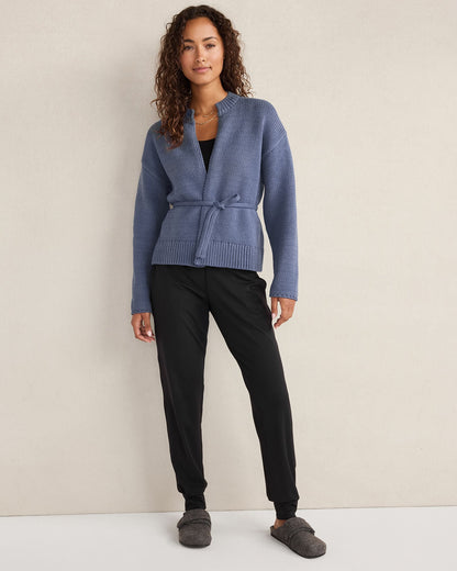 CHUNKY COTTON BLEND BELTED CARDIGAN | Talbots