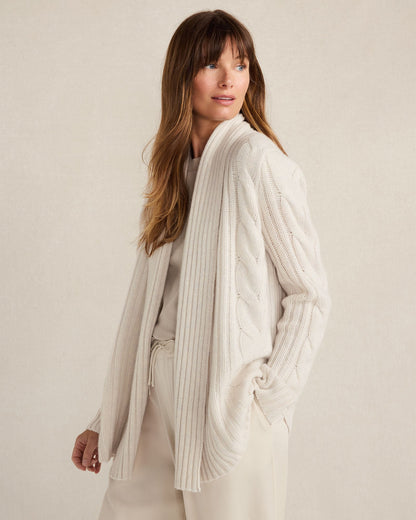 CASHMERE CABLE OPEN FRONT CARDIGAN | Talbots