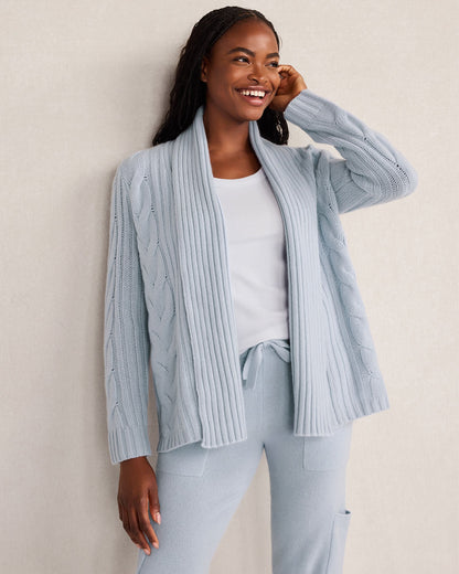 CASHMERE CABLE OPEN FRONT CARDIGAN | Talbots