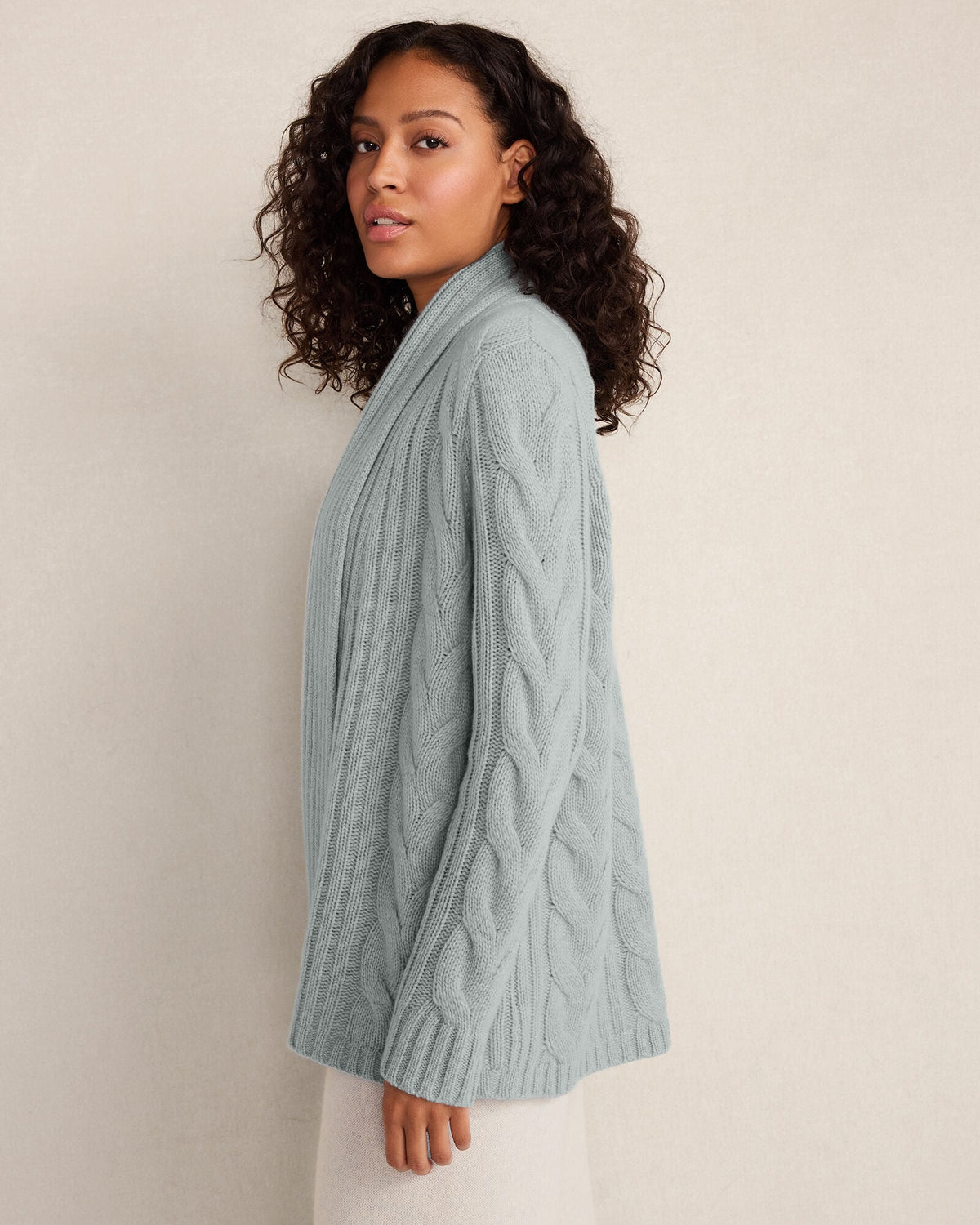 CASHMERE CABLE OPEN FRONT CARDIGAN | Talbots