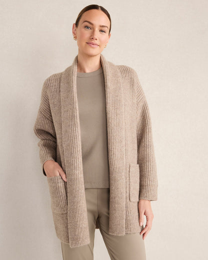 LOFTY KNIT SHAWL COLLAR CARDIGAN | Talbots