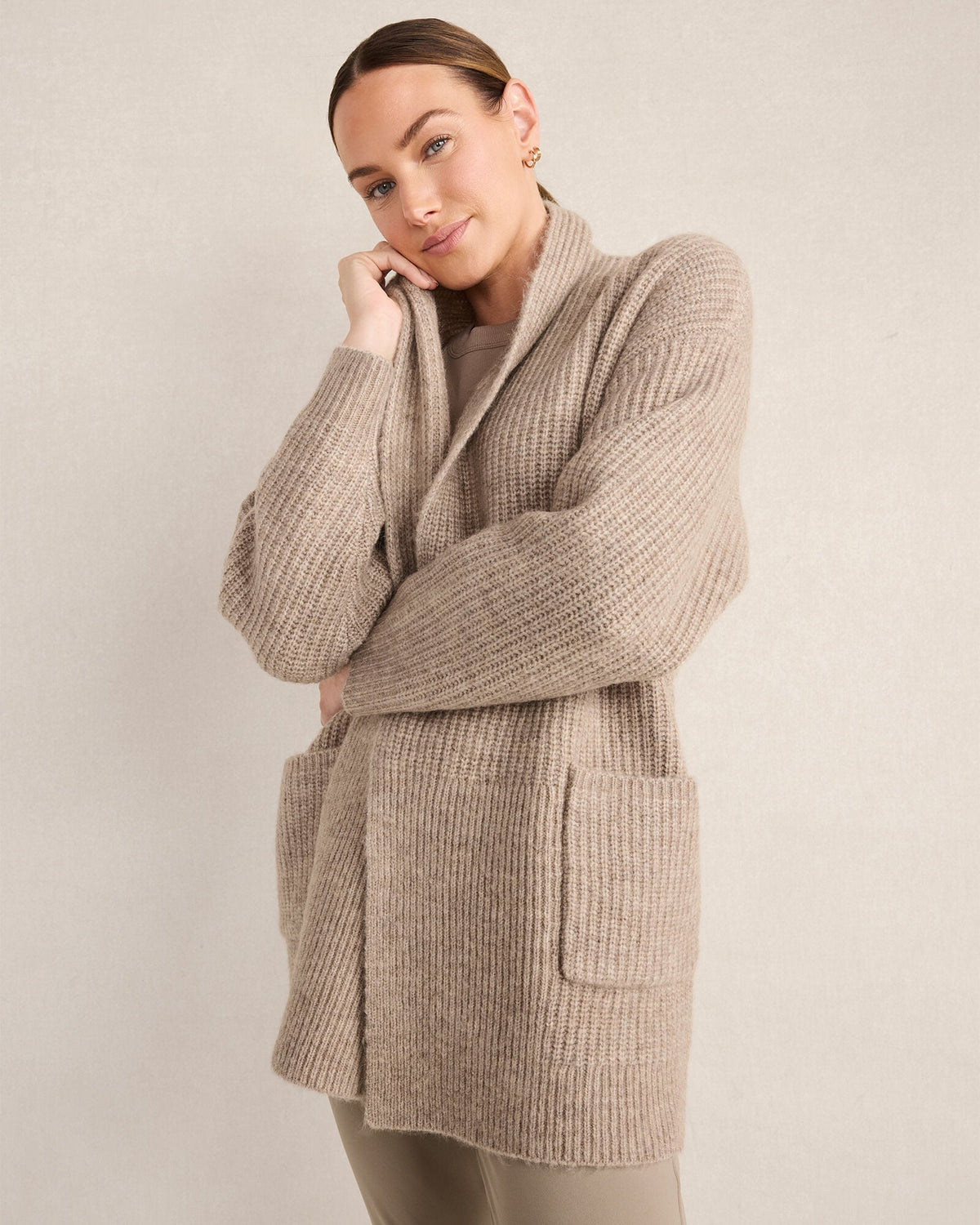 LOFTY KNIT SHAWL COLLAR CARDIGAN | Talbots