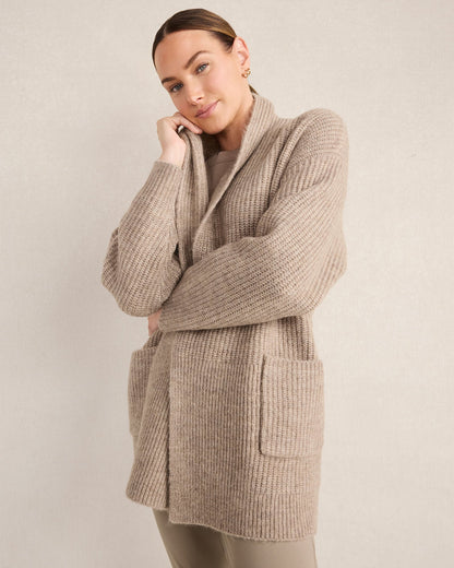 LOFTY KNIT SHAWL COLLAR CARDIGAN | Talbots
