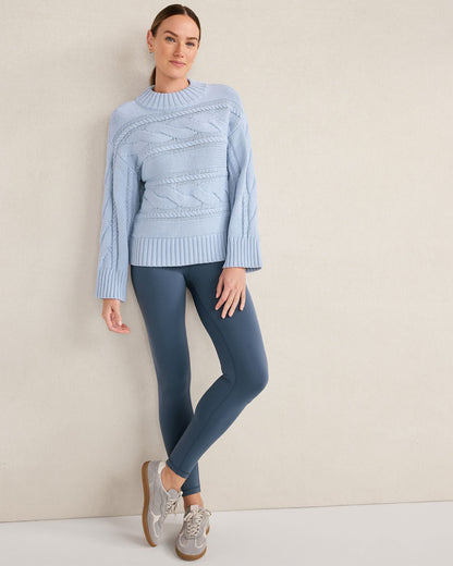 COTTON BLEND HORIZONTAL CABLE SWEATER | Talbots