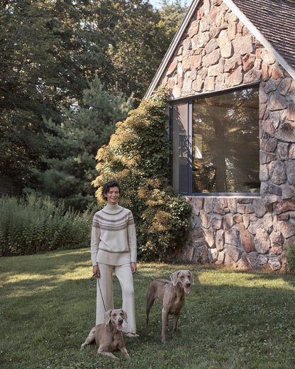 ORGANIC COTTON BLEND FAIR ISLE CABLE MOCKNECK SWEATER | Talbots