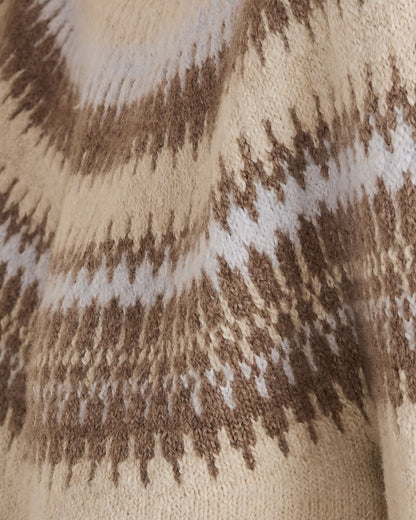 ORGANIC COTTON BLEND FAIR ISLE CABLE MOCKNECK SWEATER | Talbots
