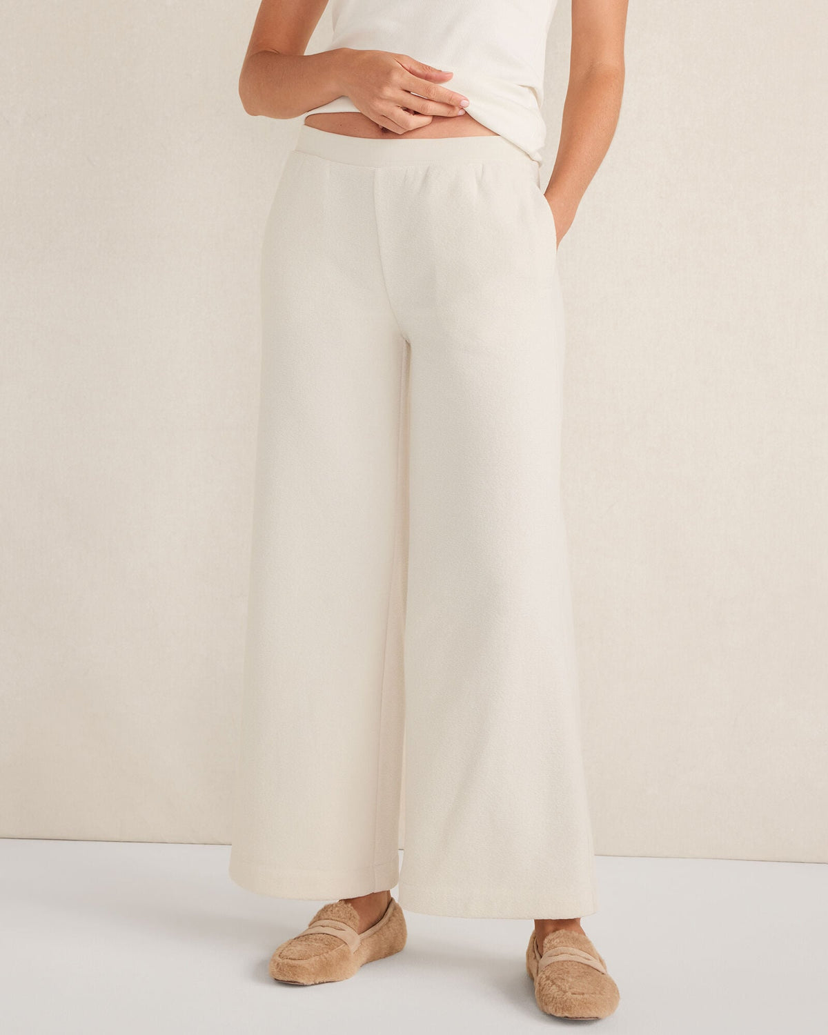 BRUSHED TERRY WIDE LEG PANTS | Talbots