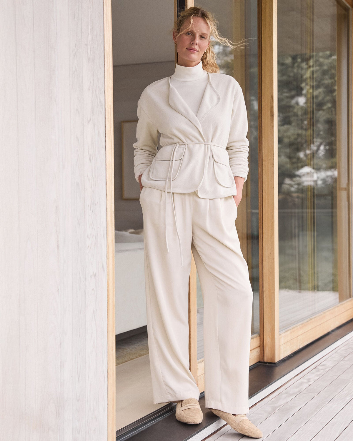 BRUSHED TERRY OPEN FRONT JACKET | Talbots