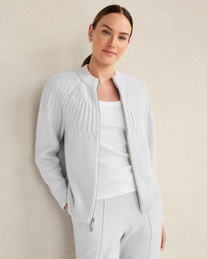 ORGANIC COTTON BLEND FAIR ISLE STITCH BOMBER | Talbots