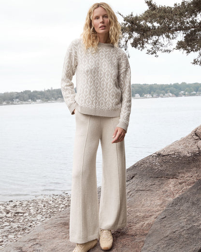 ORGANIC COTTON BLEND DIAMOND STITCH SWEATER | Talbots