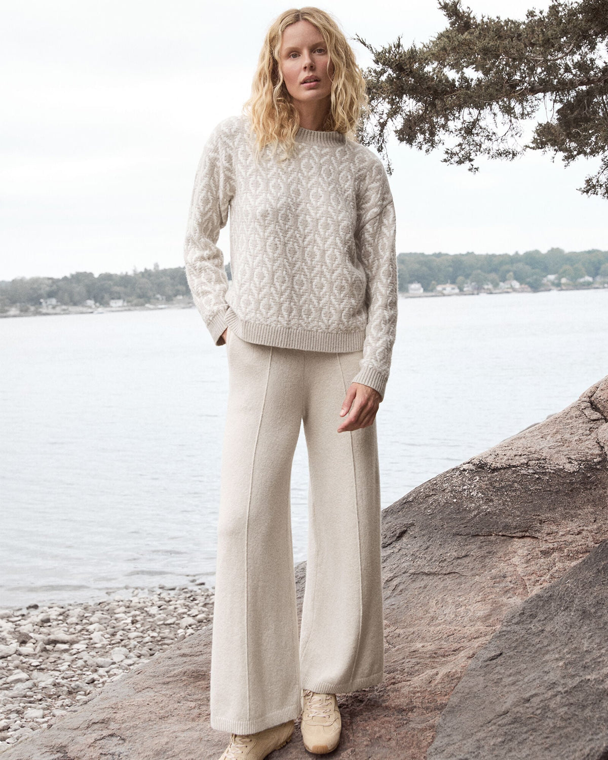 ORGANIC COTTON BLEND DIAMOND STITCH SWEATER | Talbots