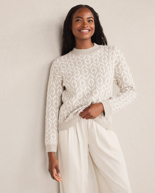 ORGANIC COTTON BLEND DIAMOND STITCH SWEATER | Talbots
