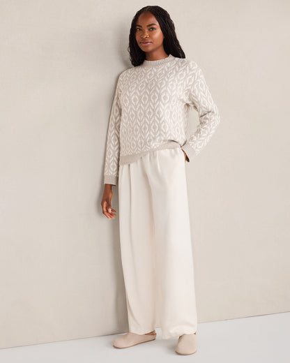 ORGANIC COTTON BLEND DIAMOND STITCH SWEATER | Talbots