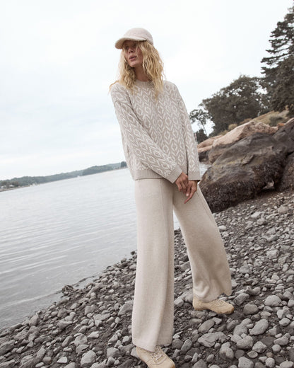 ORGANIC COTTON BLEND DIAMOND STITCH SWEATER | Talbots