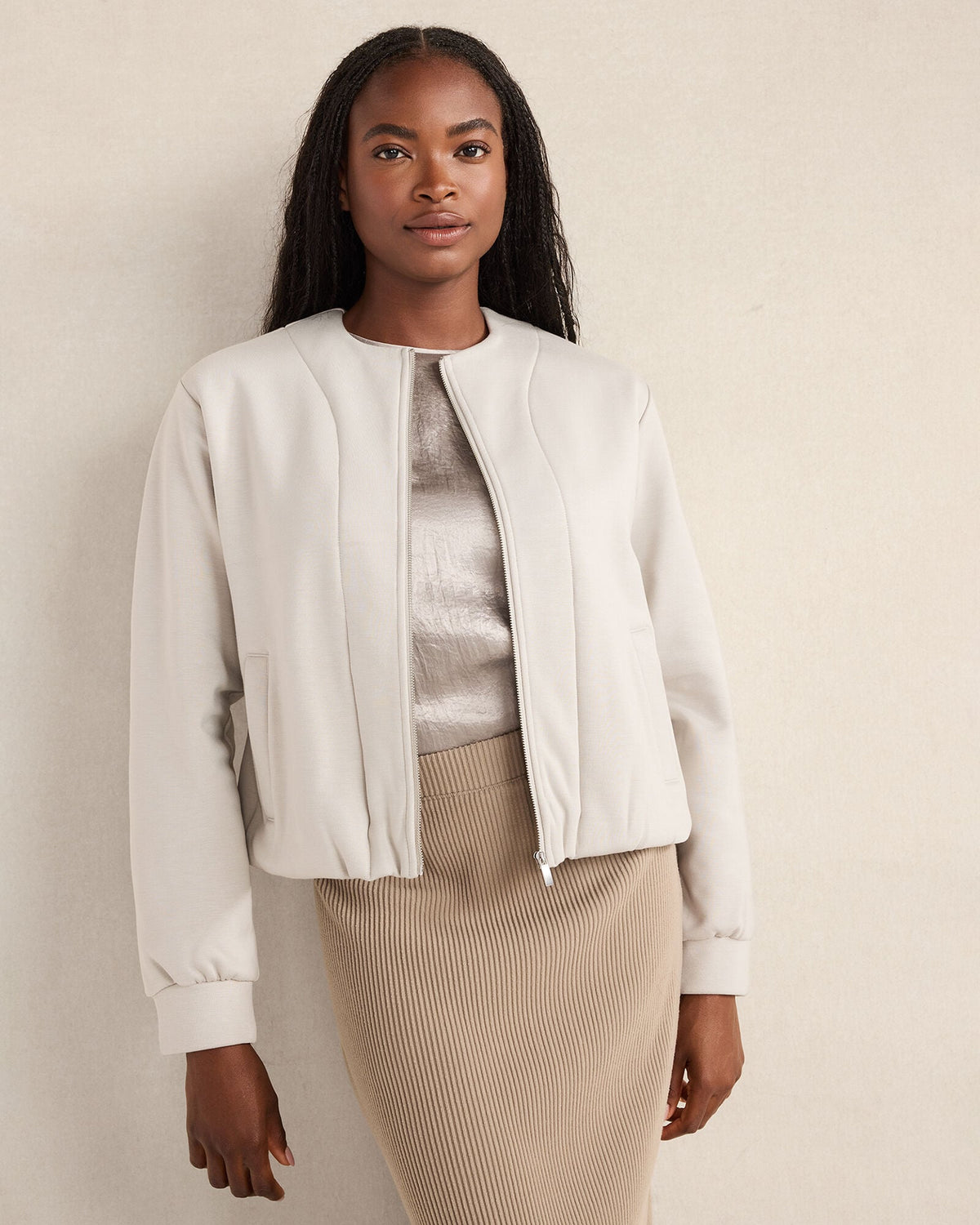 SOFT-BRUSHED FLEECE BUBBLE BOMBER | Talbots