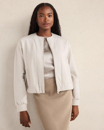 SOFT-BRUSHED FLEECE BUBBLE BOMBER | Talbots