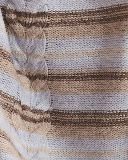WOOL BLEND CABLE STRIPE CREWNECK SWEATER | Talbots