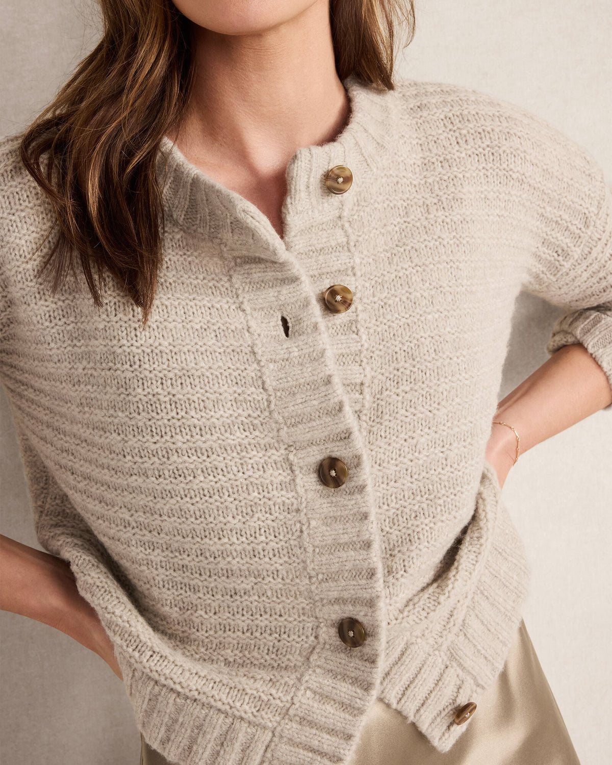 MERINO WOOL CASHMERE LINK STITCH CARDIGAN | Talbots