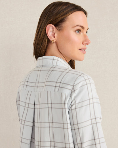 LIGHTWEIGHT FLANNEL WINDOWPANE PAJAMA TOP | Talbots
