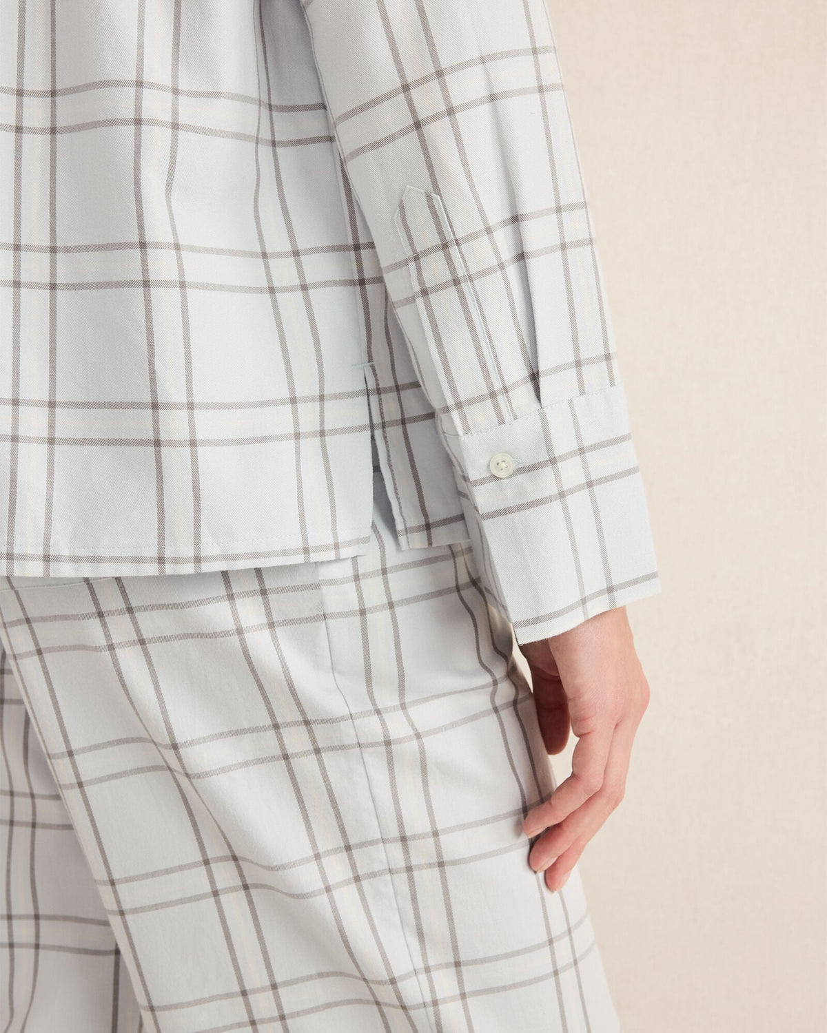 LIGHTWEIGHT FLANNEL WINDOWPANE PAJAMA TOP | Talbots