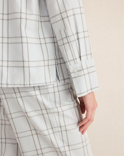 LIGHTWEIGHT FLANNEL WINDOWPANE PAJAMA TOP | Talbots