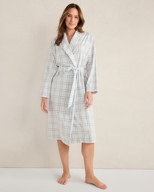 LIGHTWEIGHT FLANNEL WINDOWPANE ROBE | Talbots