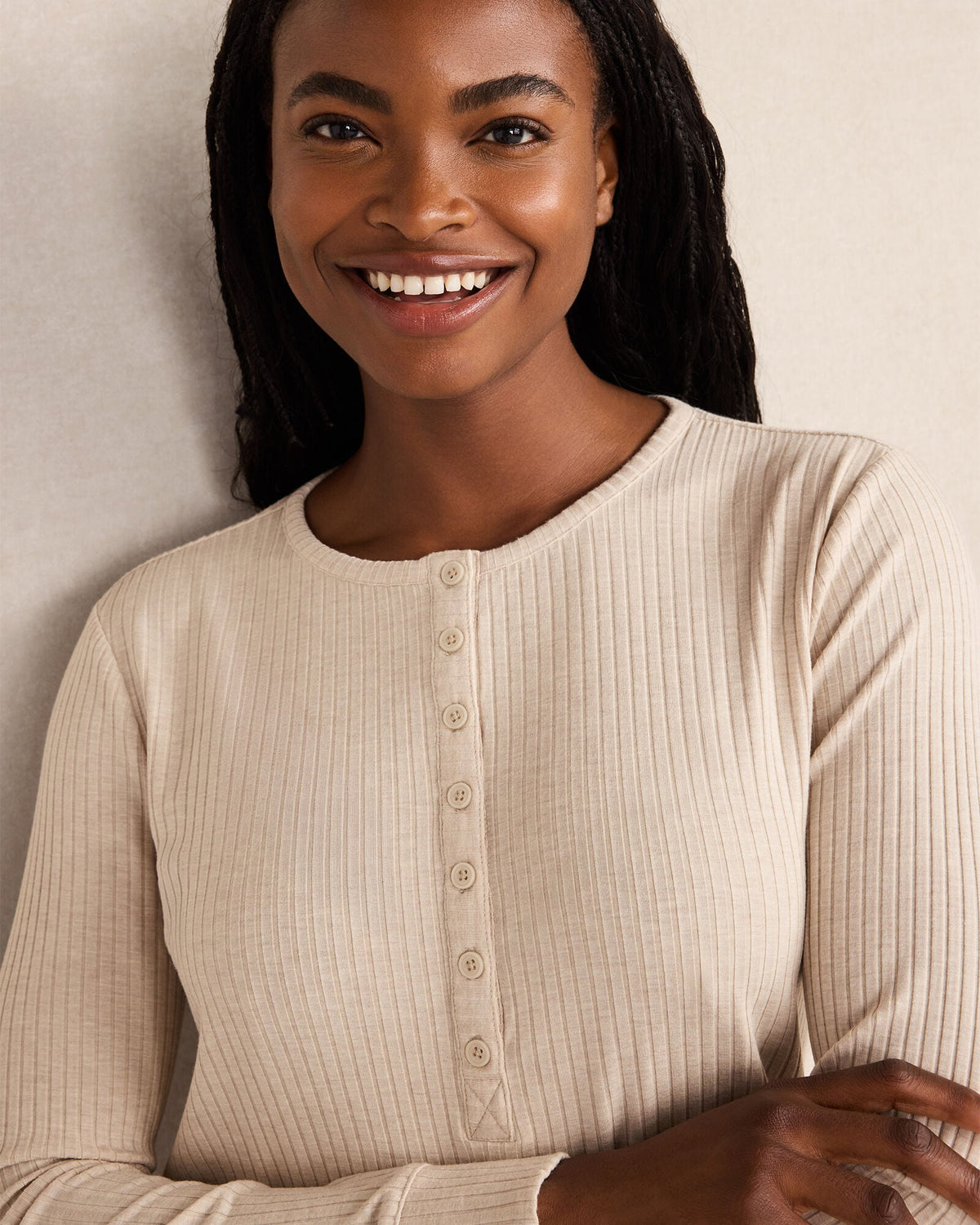 DRAPEY RIB KNIT HENLEY | Talbots