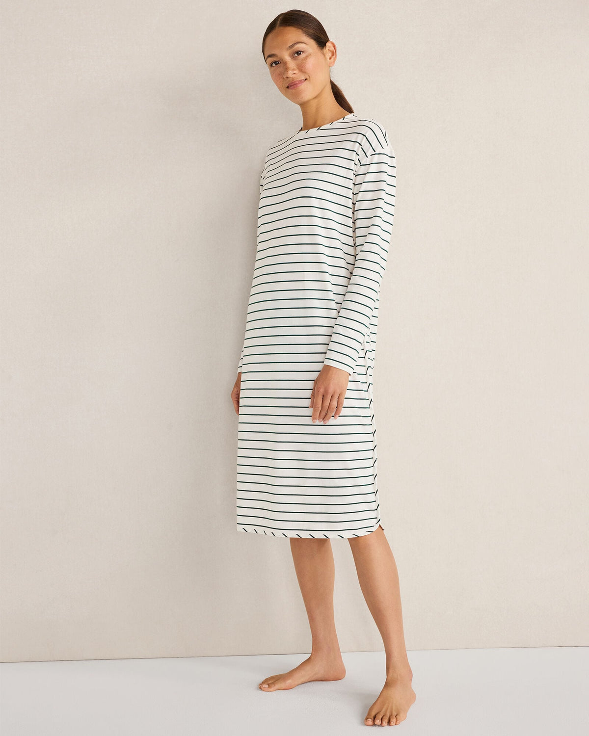 ORGANIC COTTON JERSEY STRIPE SLEEP DRESS | Talbots